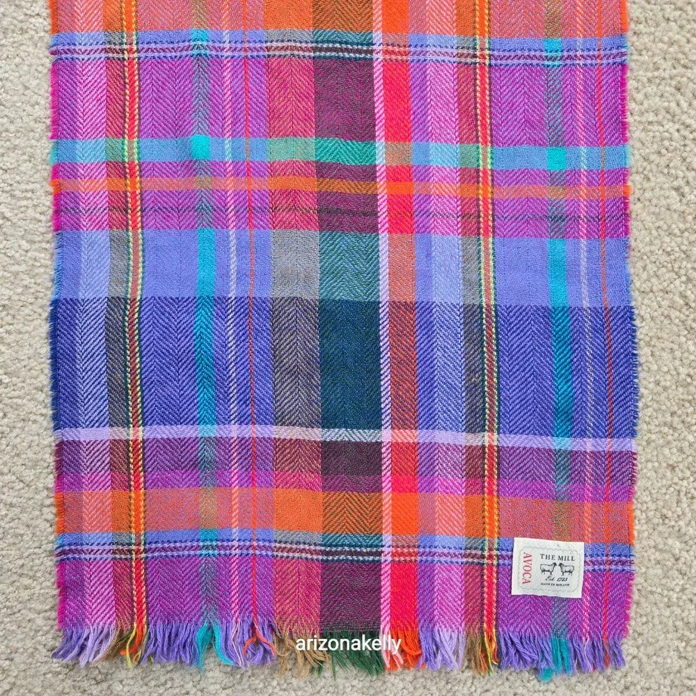 NWOT Avoca Wool Woven Colorful Plaid Scarf Ireland